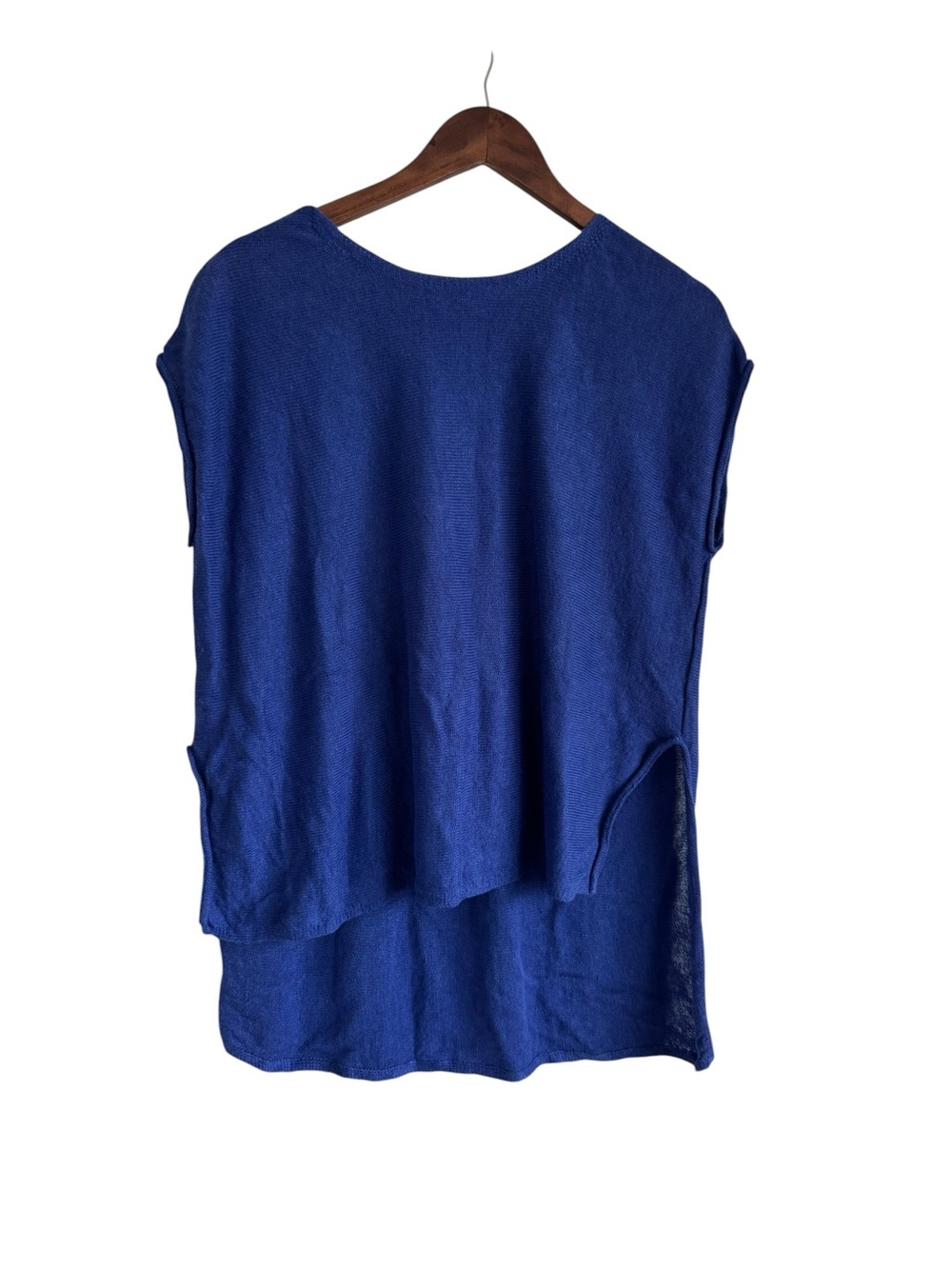 Eileen Fisher Women's Royal Blue Lightweight Knit Top Organic Linen Size Large